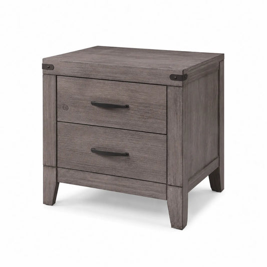 Table de chevet en bois avec deux tiroirs gris 60x40x50cm