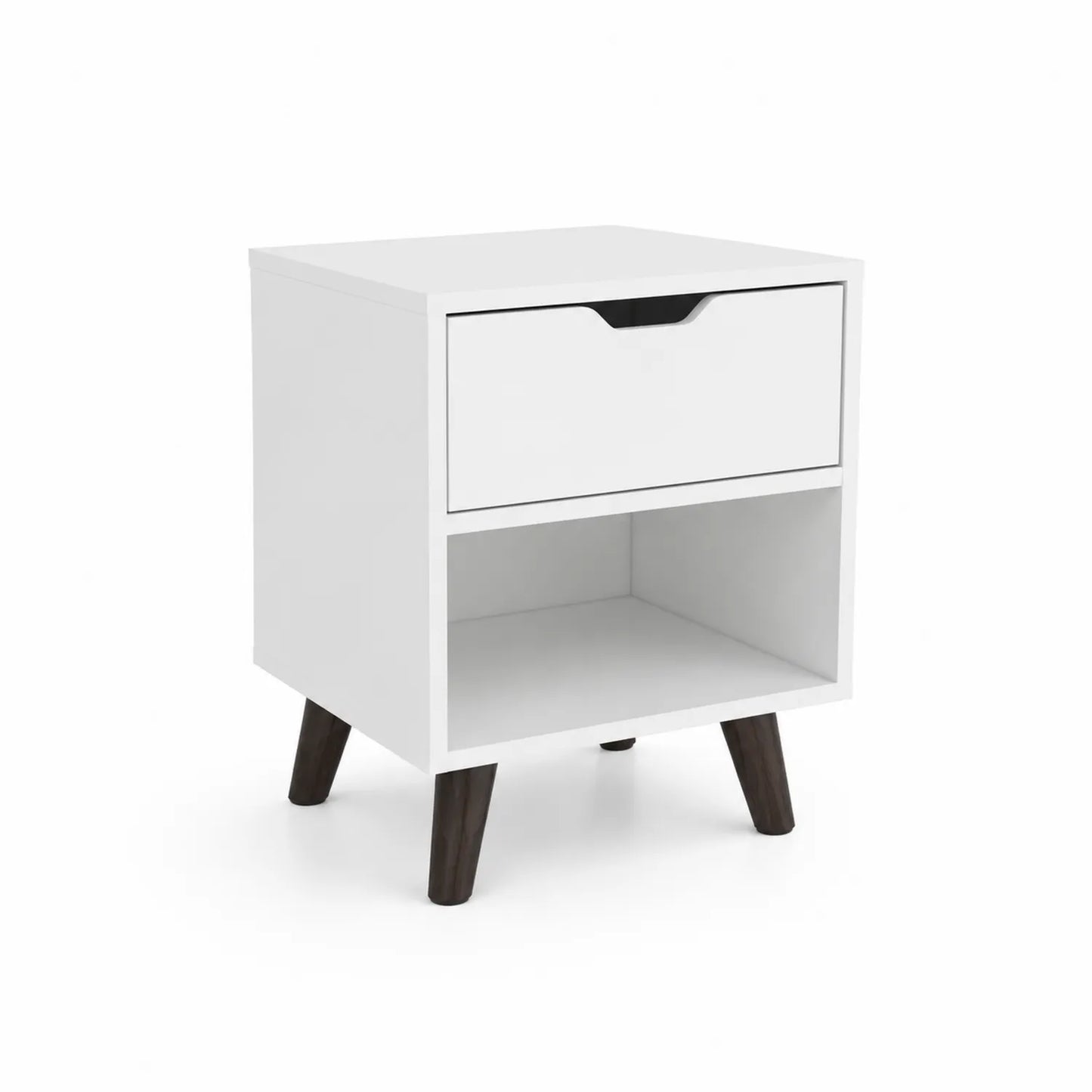 Table de chevet en MDF Blanc avec Tiroir et Étagère