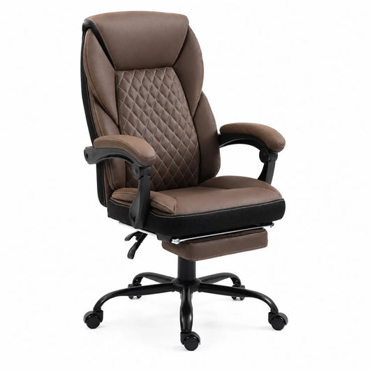 Chaise de bureau en cuir synthétique avec repose-pieds