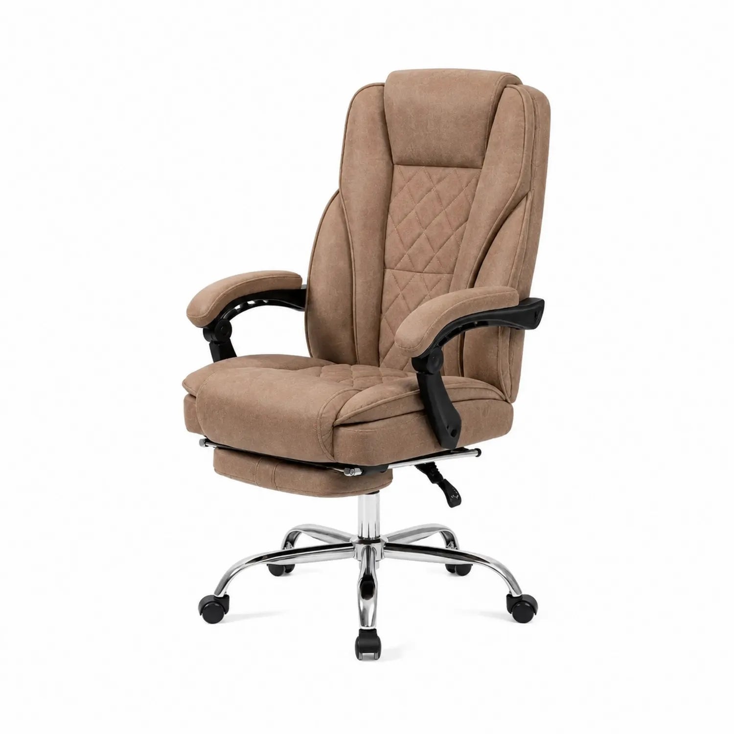 Chaise de bureau en tissu polyester marron avec base pivotante