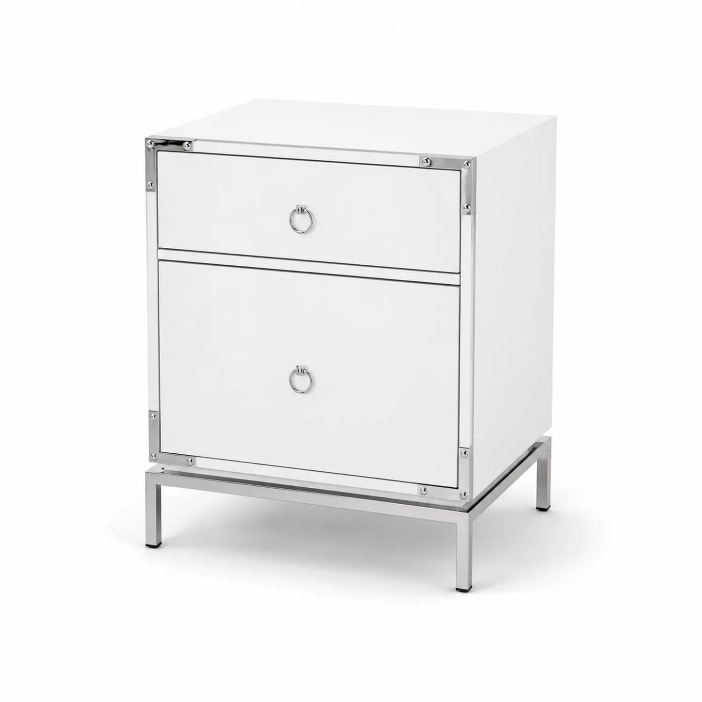 Table de chevet en MDF avec cadre en acier inoxydable