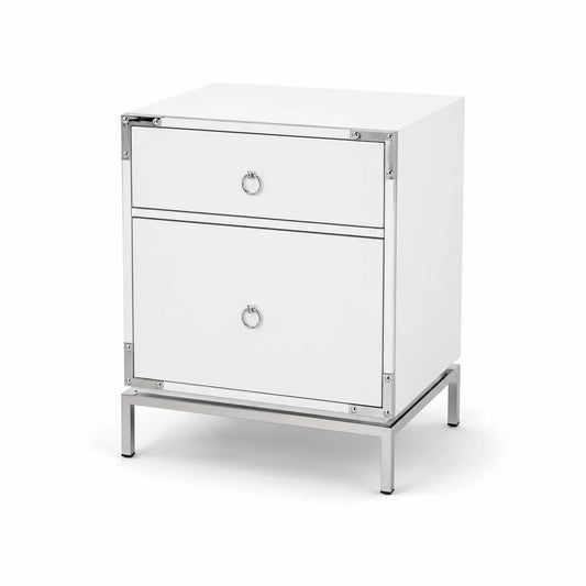 Table de chevet en MDF avec cadre en acier inoxydable