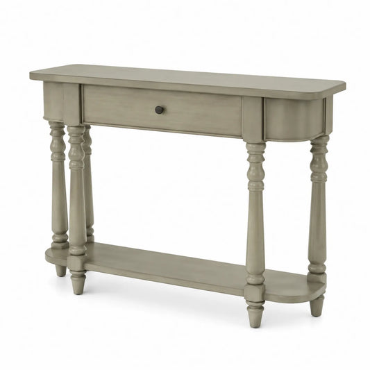 Console en bois avec tiroir et étagère inférieure Beige
